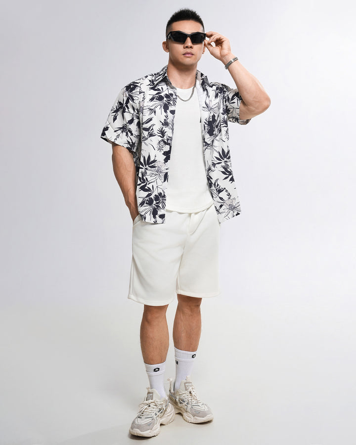 Camicia a maniche corte con stampa floreale per le vacanze