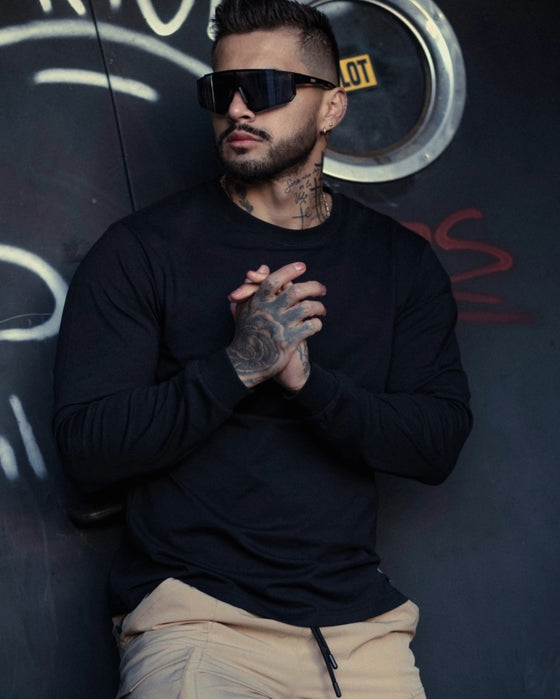 Crew neck Long Sleeve Cotton Premium Basic T-Shirt - Ahaselected