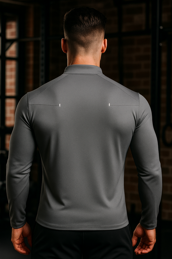 Top sportivo da uomo a maniche lunghe con collo alla coreana