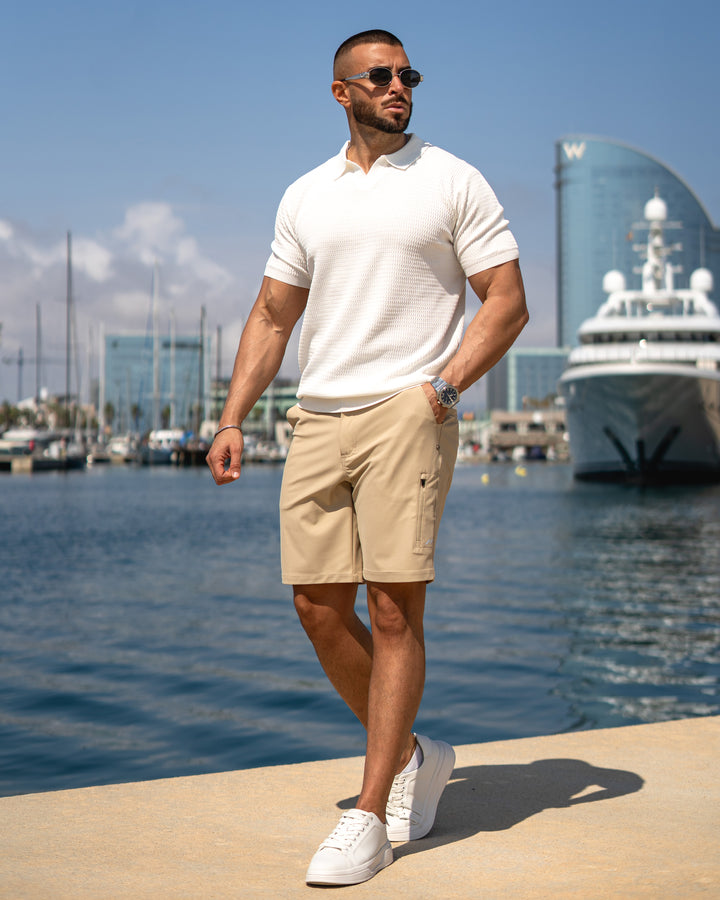 Polo a collo a gabbiano lavorata a maglia testurizzata nuova