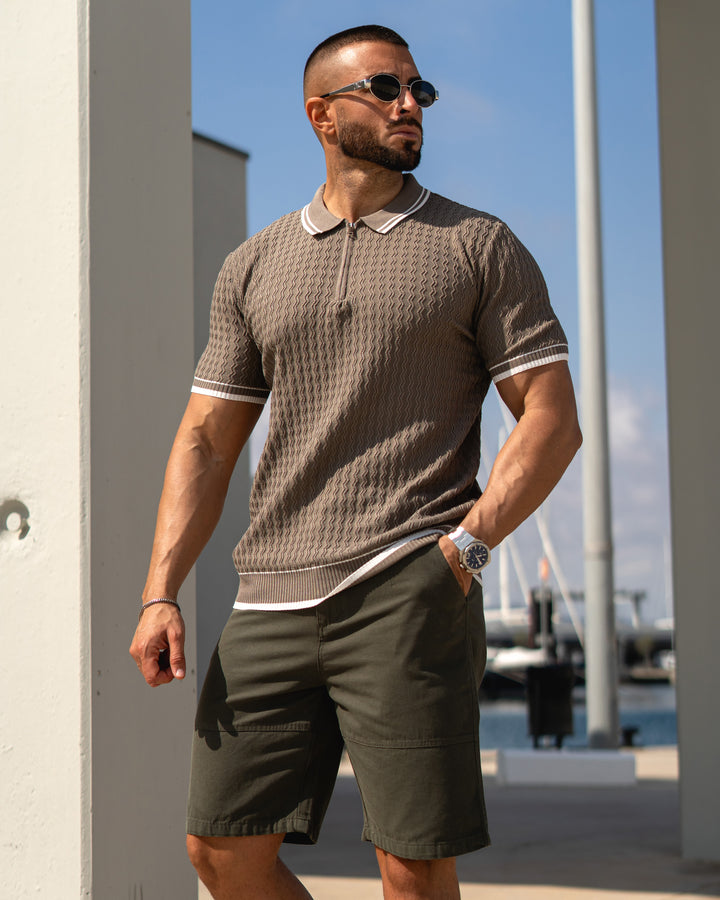 Polo a mezza zip con fascia a contrasto elasticizzata ad alta estensibilità Nuovo