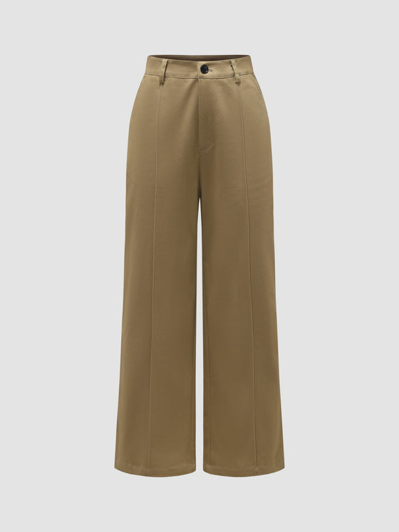 Women's High Waisted Wide Leg Twill Pants - Ahaselected