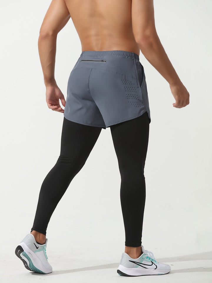Pantalón de entrenamiento de intervalos 2 en 1, mallas de compresión y pantalones cortos