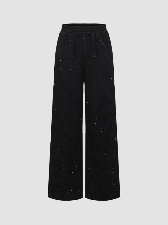 Women's Textured Sequined Wide-Leg Pants - Ahaselected
