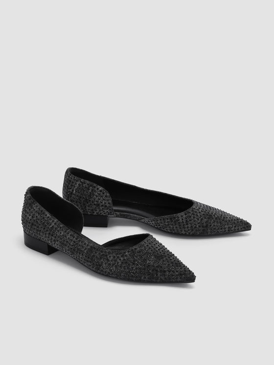 Pointed Toe Rhinestone Flats - Ahaselected