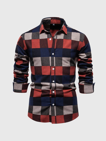 Camisa de algodón con botones a cuadros M