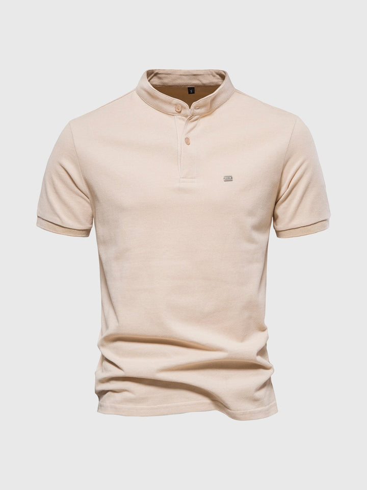 M's Stand Collar Short Sleeve Polo T-Shirt(Final Sale–No Return or Exchange)