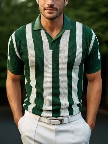 M's Resort Polo De Punto De Rayas Manga Corta