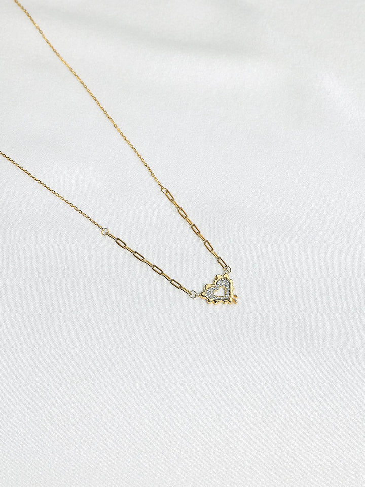 Asymmetrical Gold Necklace With Heart Shape