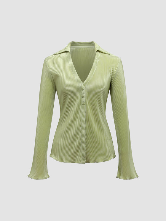 Women's Shiny Striped Textured Shirt - Ahaselected