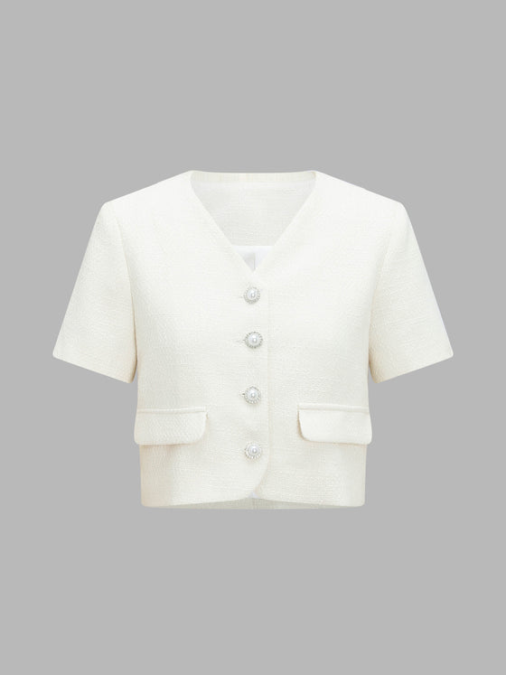 Women's Tweed Patchwork Jacket - Ahaselected