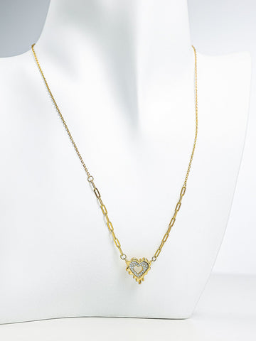Asymmetrical Gold Necklace With Heart Shape