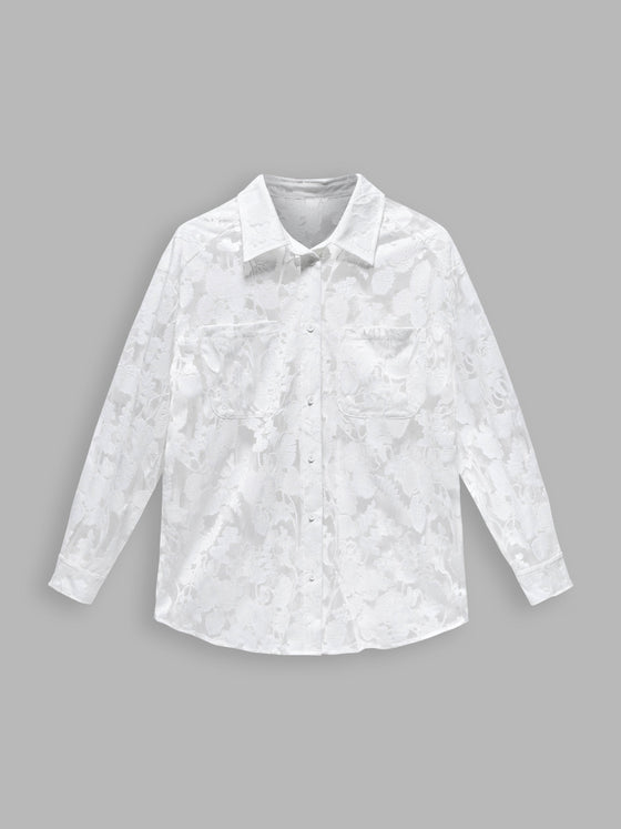 Jacquard Patchwork Long Sleeve Shirt - Ahaselected