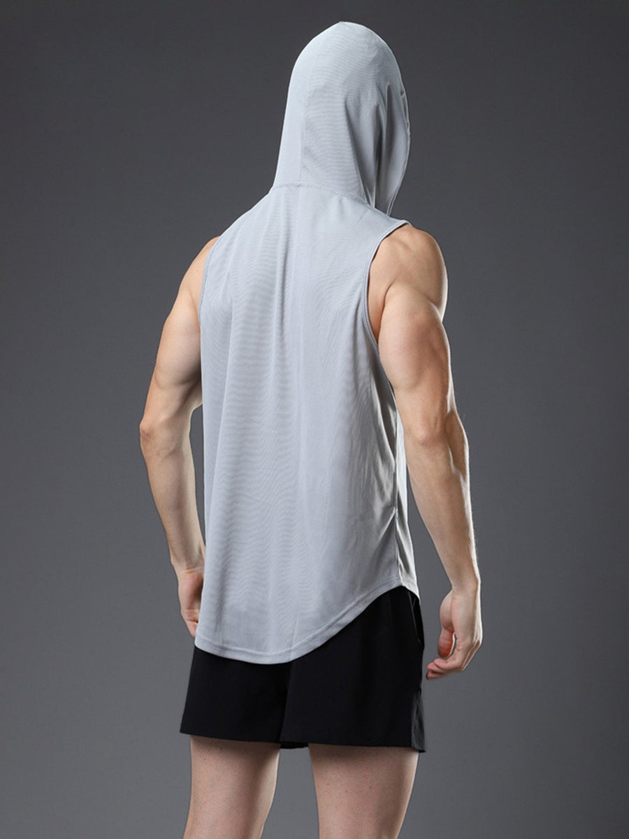 Workout Hooded Tank Curved Hem Ahaselected