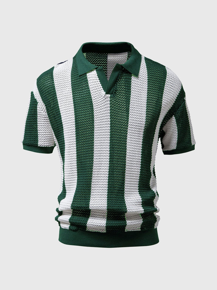 M's Resort Polo De Punto De Rayas Manga Corta