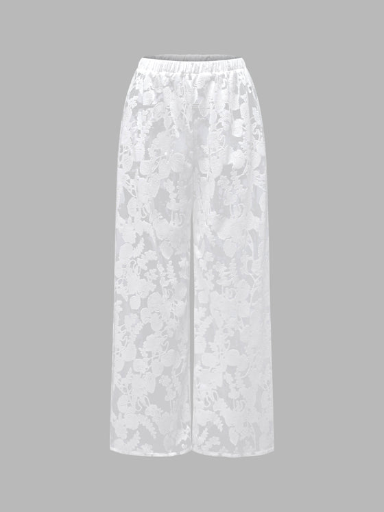 Jacquard Elastic Waist Pants - Ahaselected