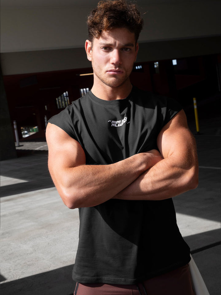 Drop Shoulder Cut Offs Print Stretch Tank(Final Sale–No Return or Exchange)