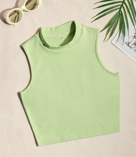 Sunshine Stand Collar Cropped Tank - AhaAha