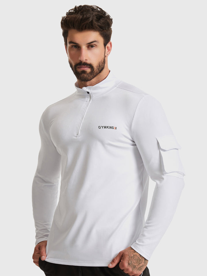 Camisa de manga larga con cremallera 1/4 y bolsillo cargo