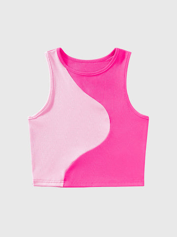 Débardeur en tricot côtelé à blocs de couleur