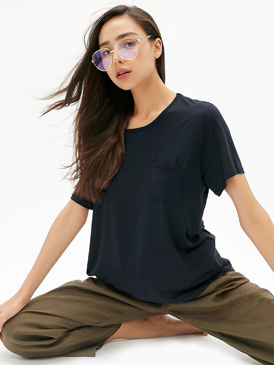 AHA Cozy Women's Ultra-Soft Bamboo Breathable T-Shirt With Pocket - AhaAha