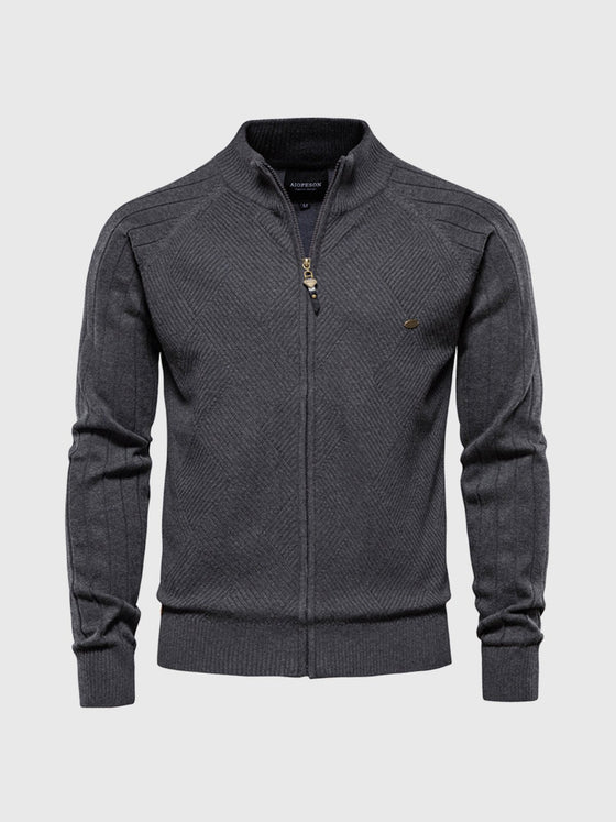M's Jacquard Full-zip Sweater Cardigan - Ahaselected