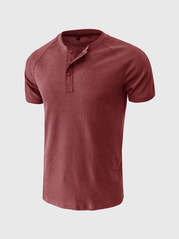 Mangas cortas Henley Waffle de M