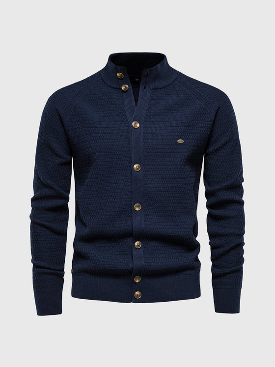 M's Long Sleeve Stand Collar Cardigan Sweaters - Ahaselected