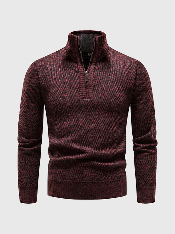 Half Zip Stand Collar Sweater - Ahaselected