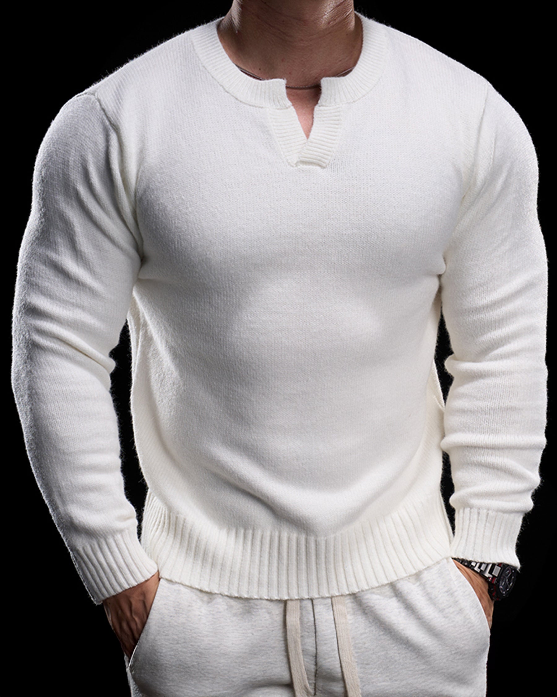 Ribbed V Neck Premium Sweater - Ahaselected