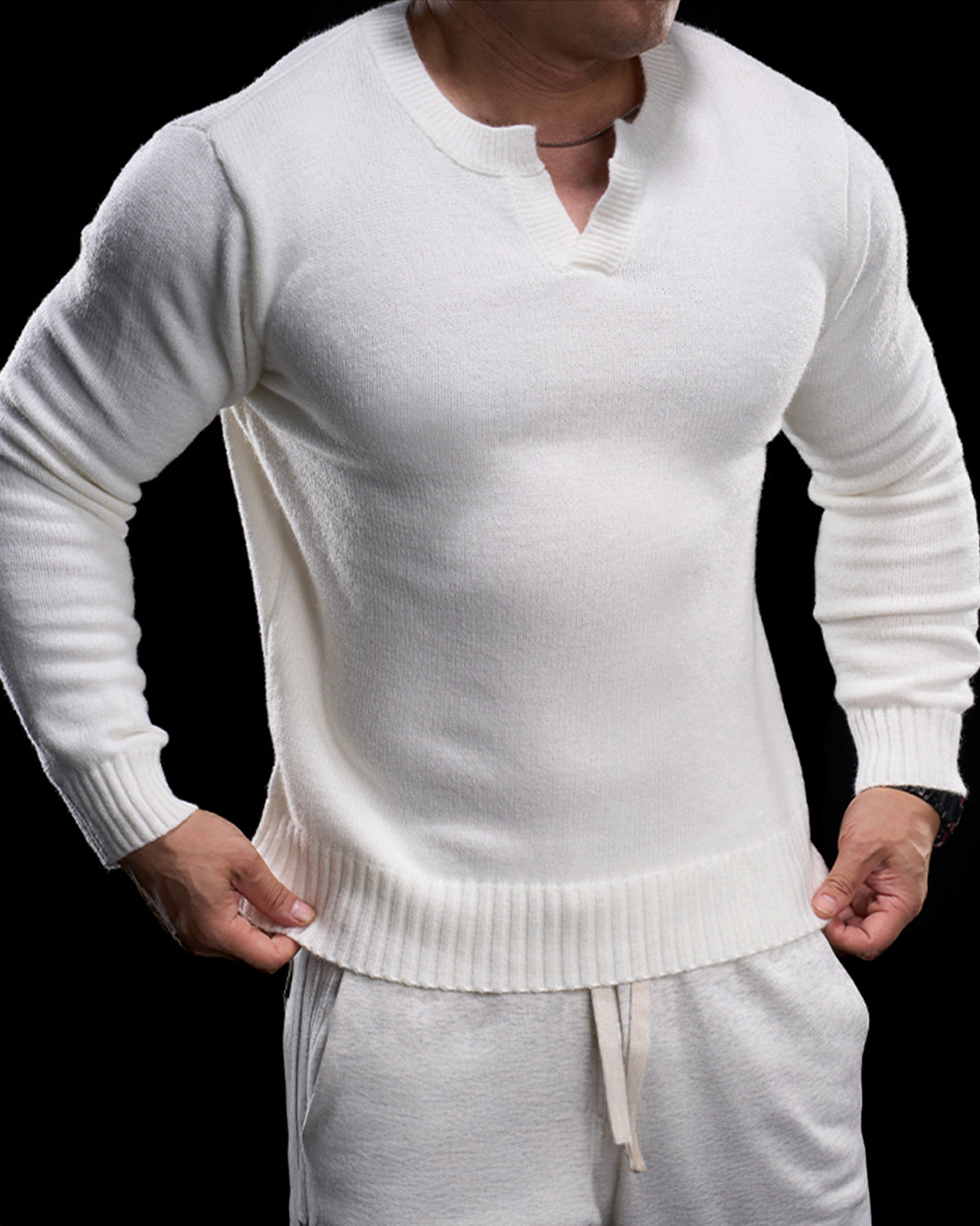 Ribbed V Neck Premium Sweater - Ahaselected