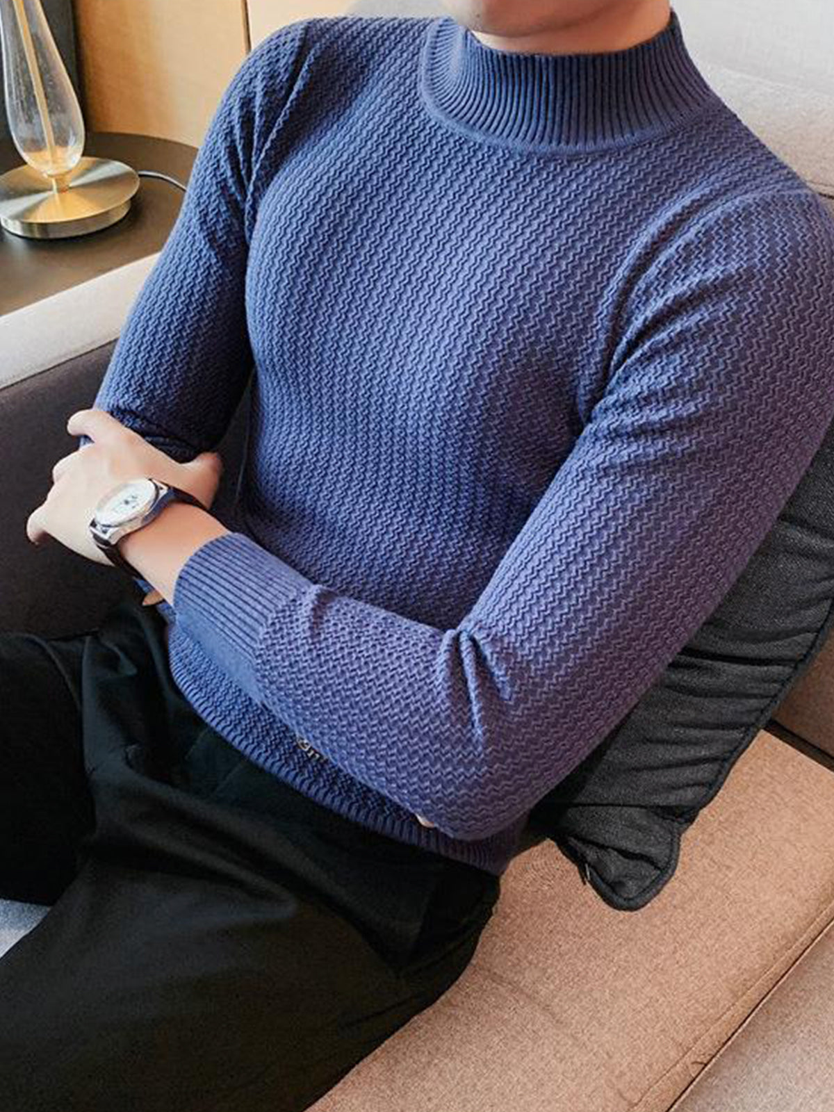 Mock-Neck Texture Baselayer Sweater - Ahaselected