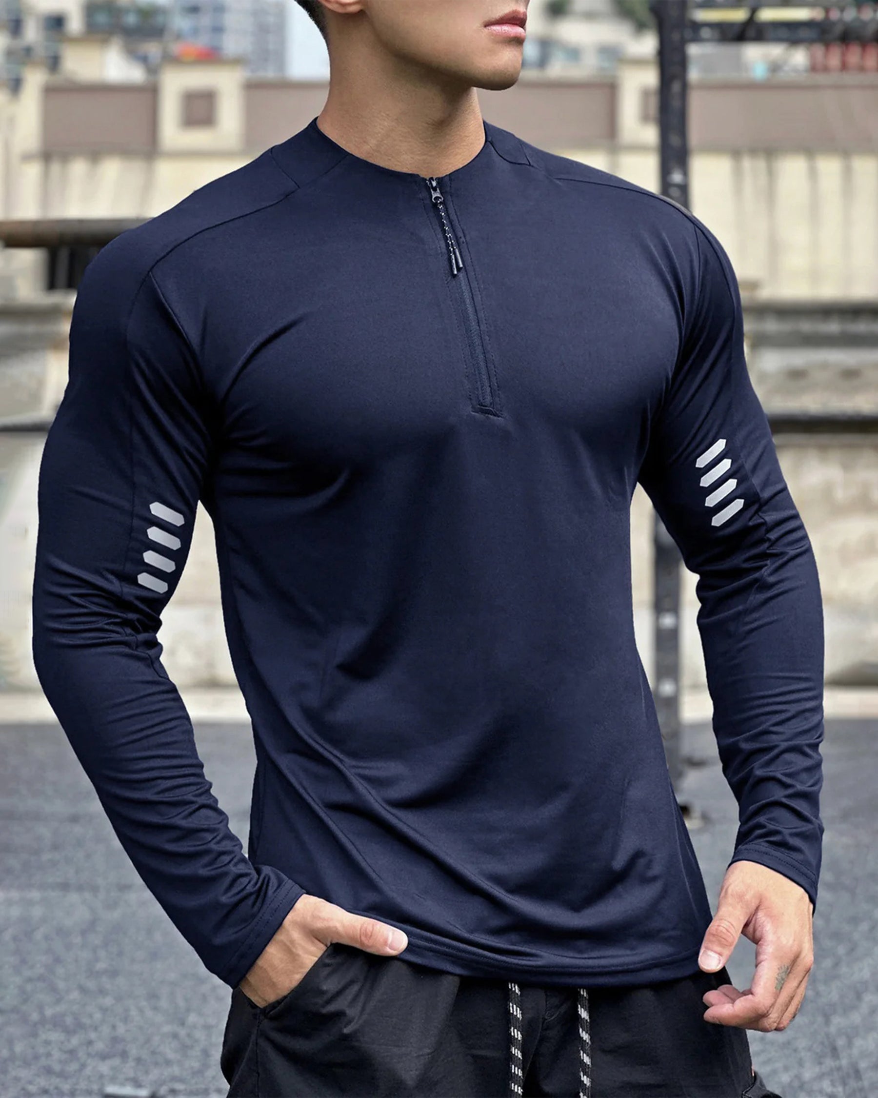 Evolution Half Zip Long Sleeves Shirt Workout Baselayer - Ahaselected