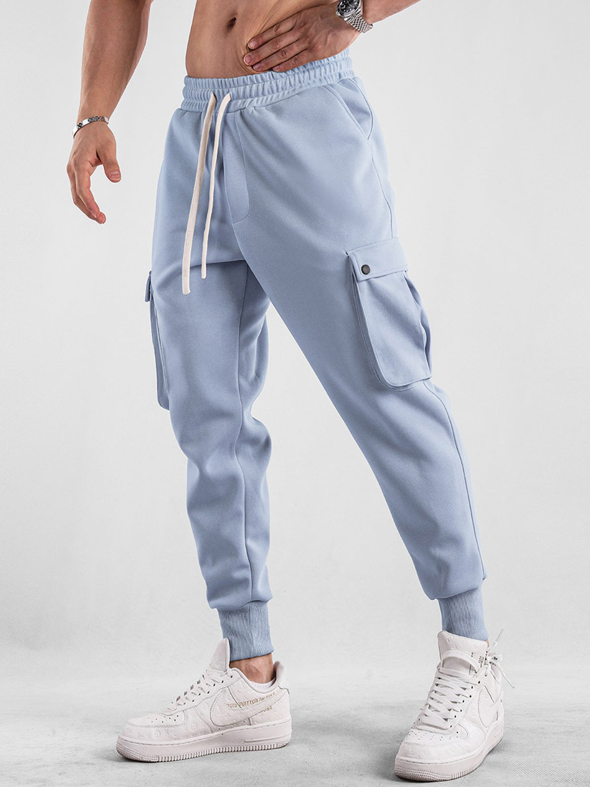 Comfy High Rib Cargo Sweatpant Jogger All Season Essential - Ahaselected