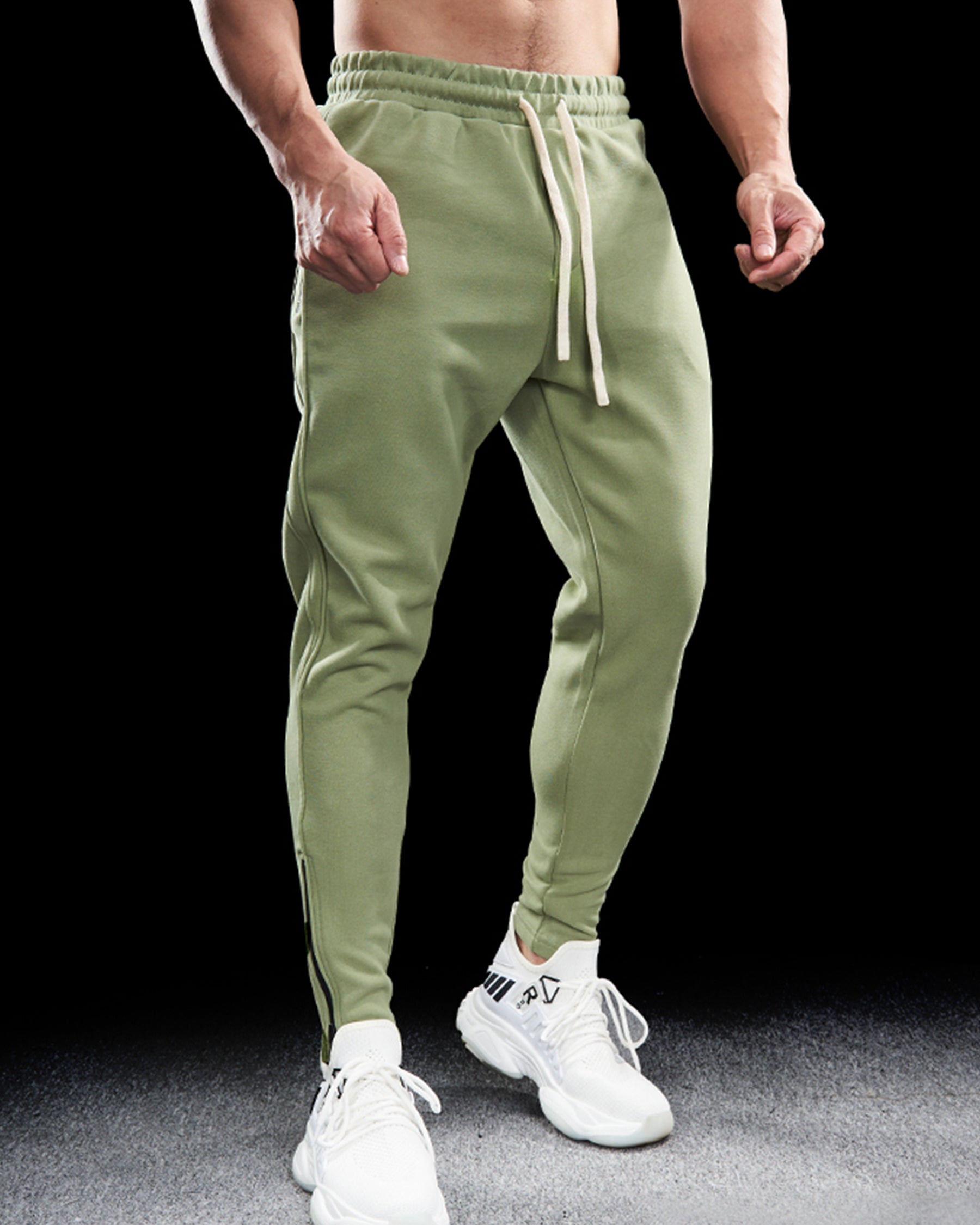 Track Side Sweatpants Jogger With Zipper Hem - Ahaselected
