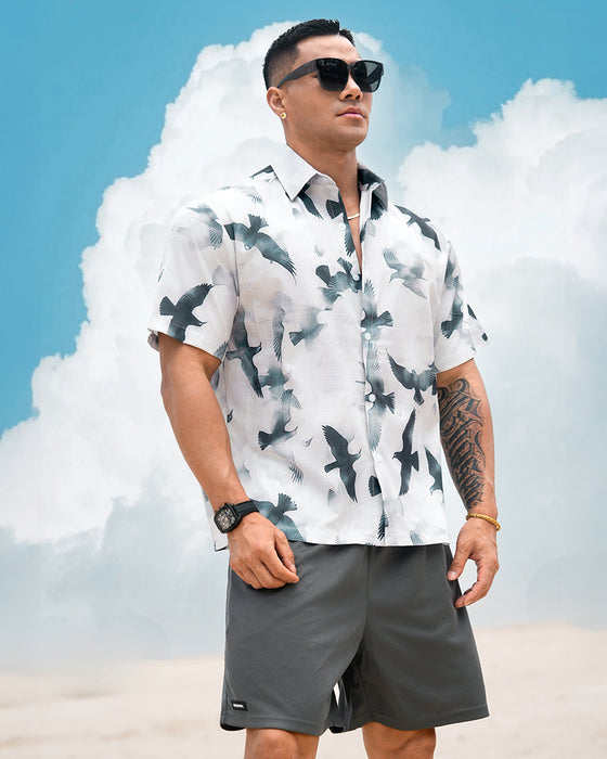 Holiday print SS shirt Pigeon New - Ahaselected