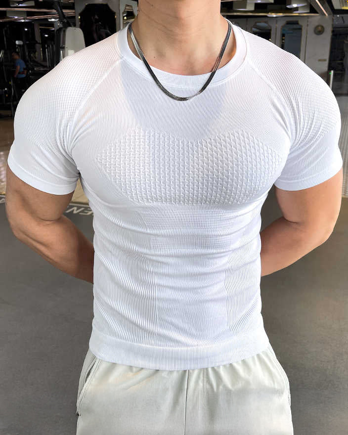 Seamless Quick-Dry Skinny Active Compression Tee New - Ahaselected