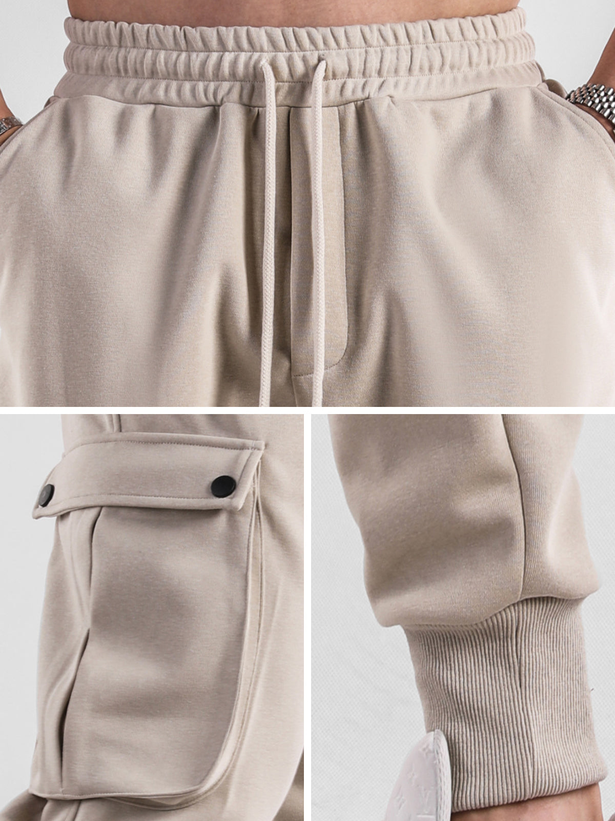 Comfy High Rib Cargo Sweatpant Jogger All Season Essential - Ahaselected