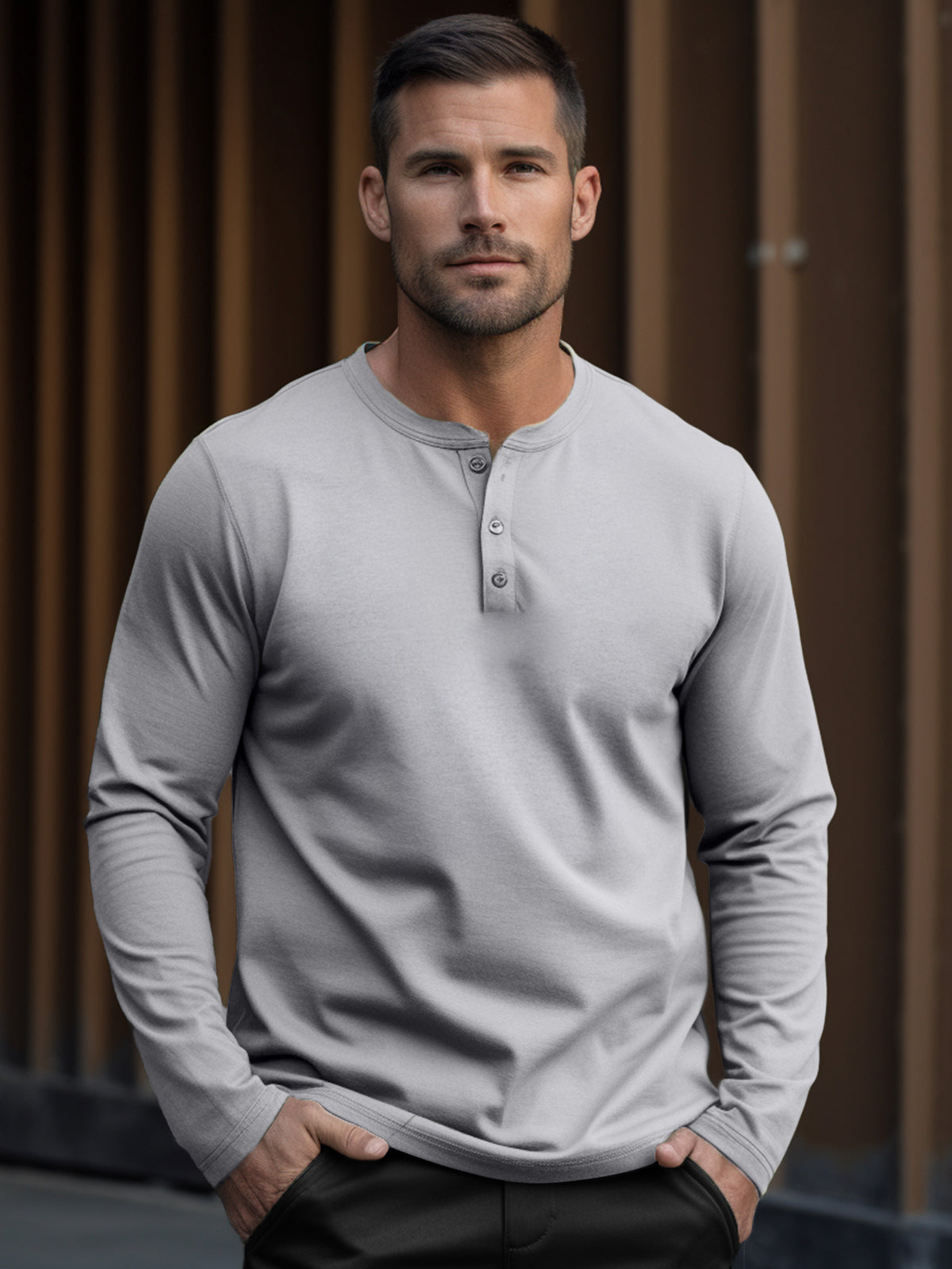 Classic Cotton long Sleeve Henley Shirt - Ahaselected