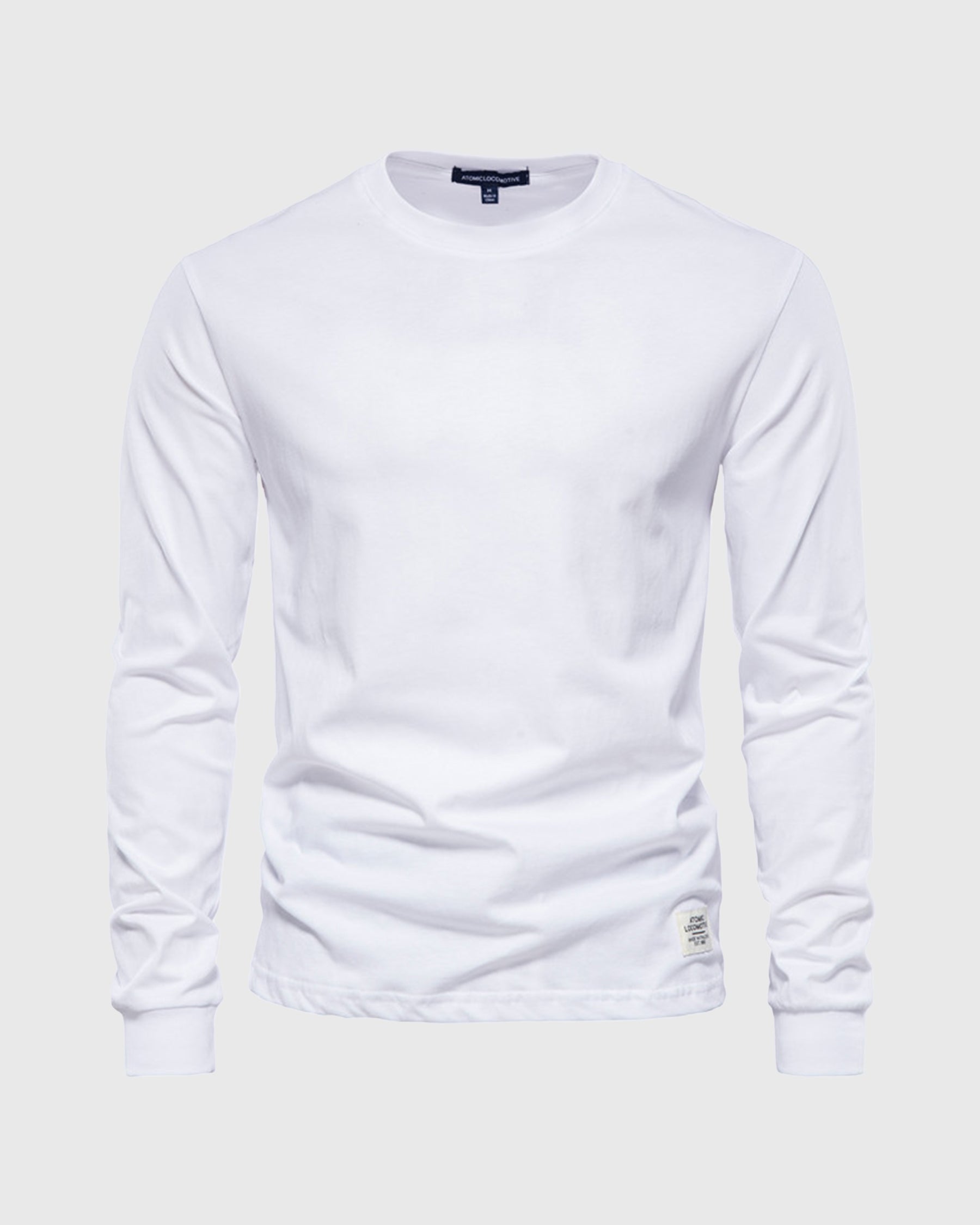 Crew neck Long Sleeve Cotton T-Shirt - Ahaselected
