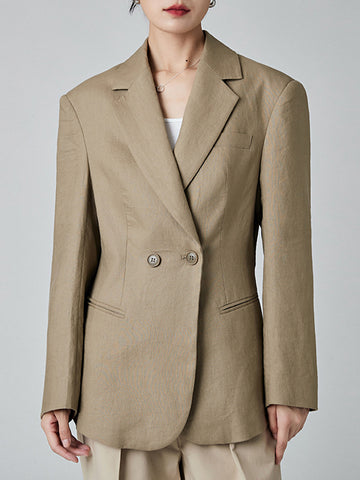 Chic Linen Double-breasted Blazer