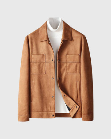 Chaqueta utilitaria de ante con costuras 