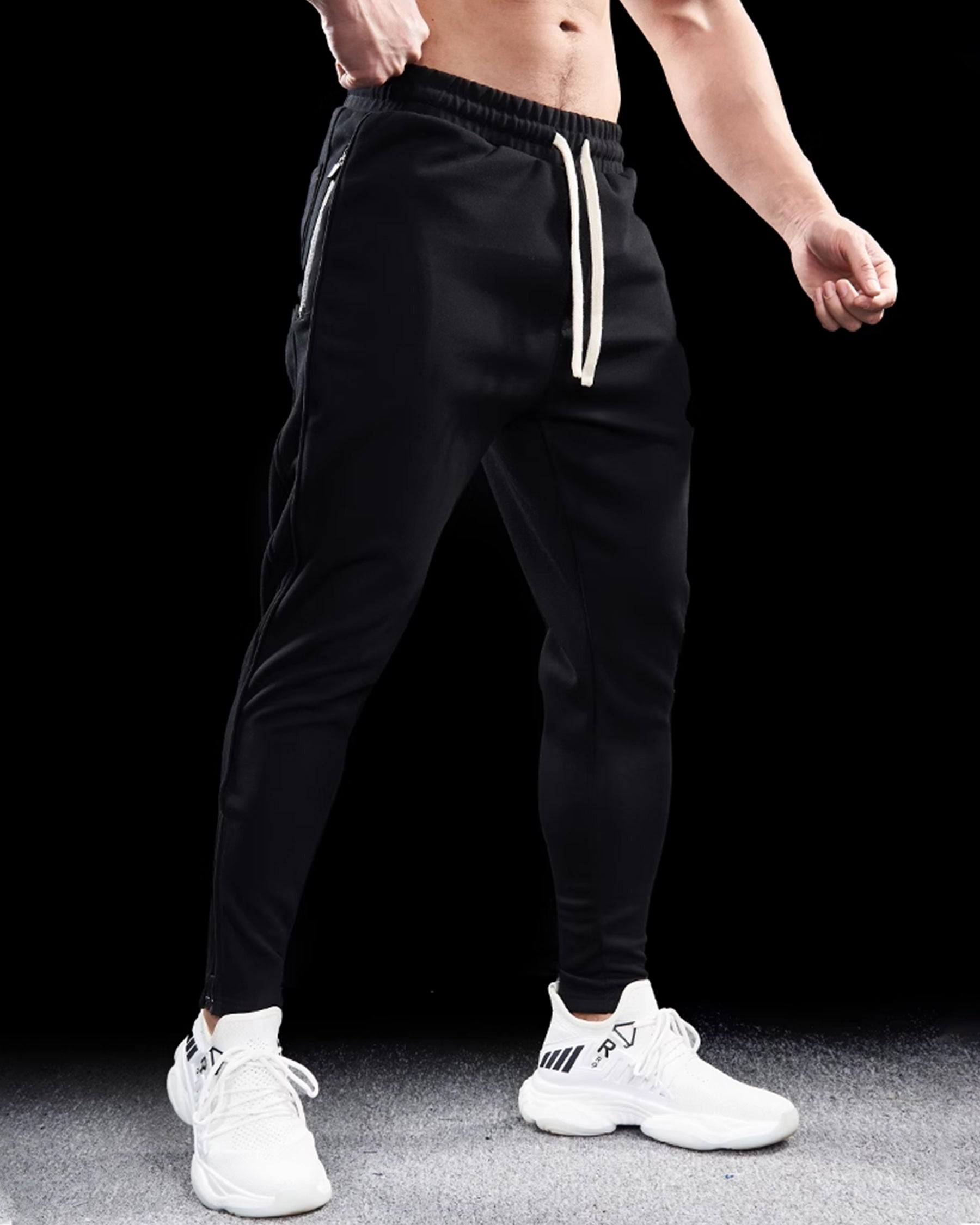 Track Side Sweatpants Jogger With Zipper Hem - Ahaselected