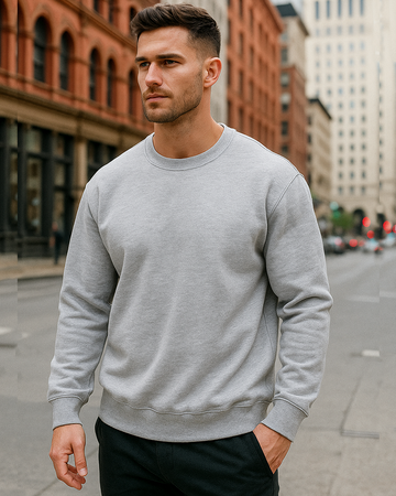 Fleece-lined Cotton Blend Soft Crewneck Sweatshirt