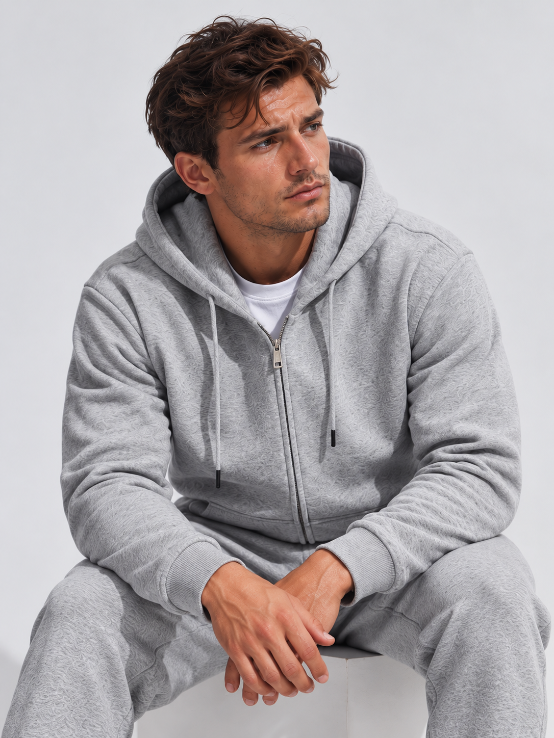 Men's Cotton Blend Relaxed Fit Full-Zip Hoodie