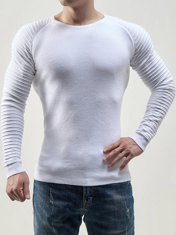 M's Muscle fit Sweater Stripe Sleeve Pullover
