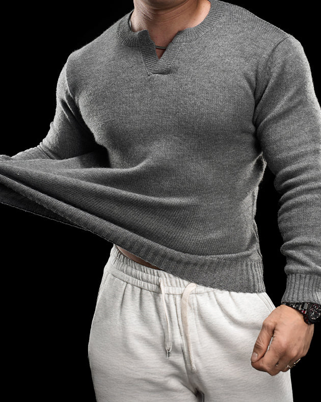 Ribbed V Neck Premium Sweater - Ahaselected
