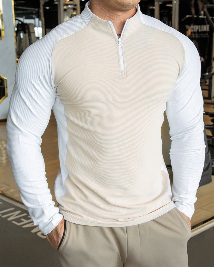 Shoulder Cut Quarter Zip Pullover Long Sleeve New - Ahaselected