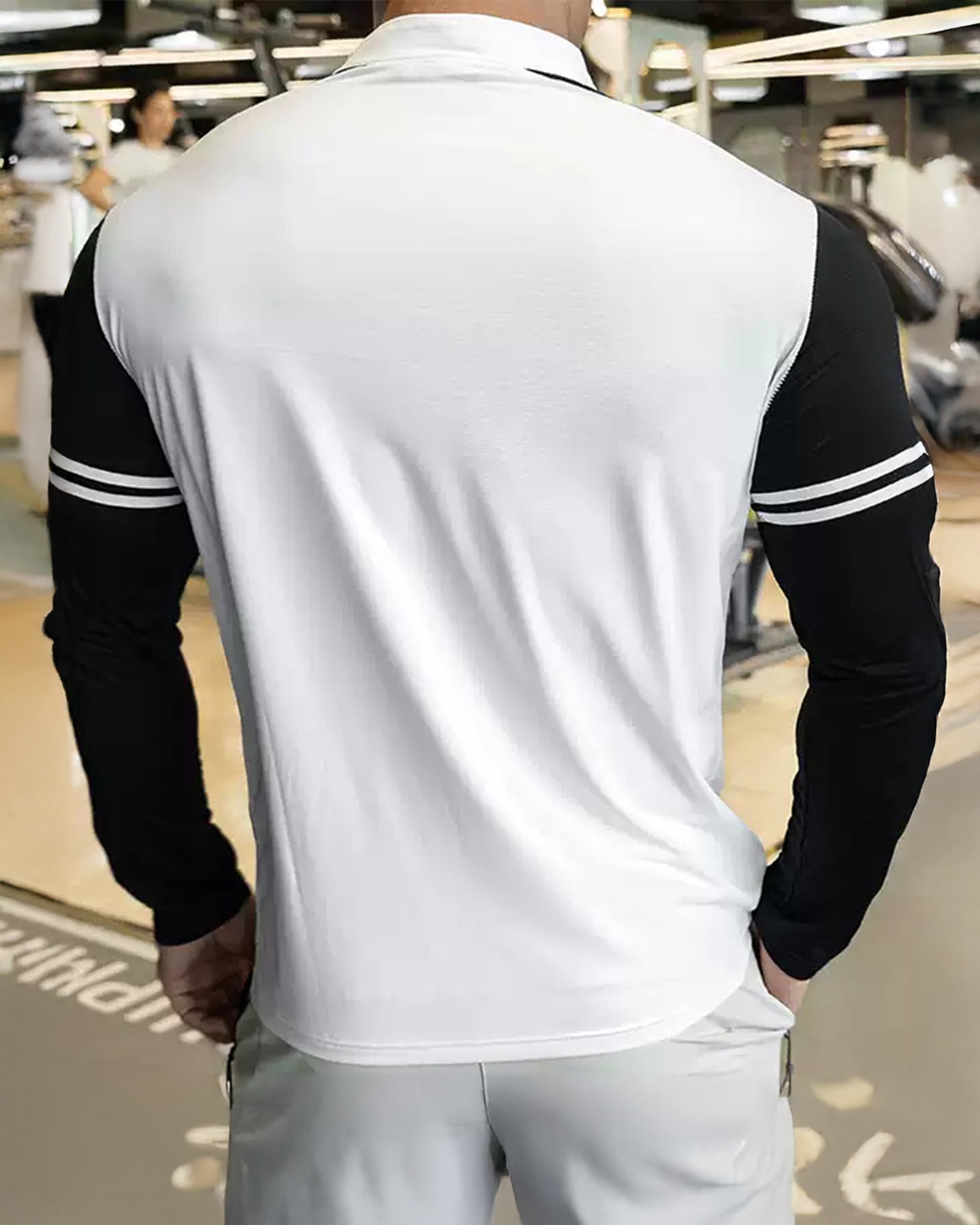 Staycool Two-Tone Stripe Quarter Zip Long Sleeve Shirt - Ahaselected