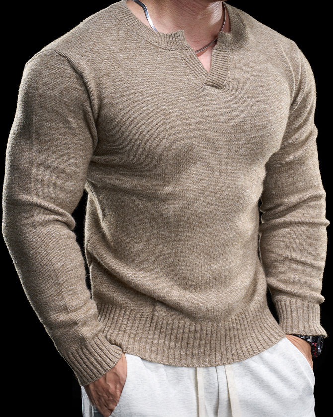 Ribbed V Neck Premium Sweater - Ahaselected